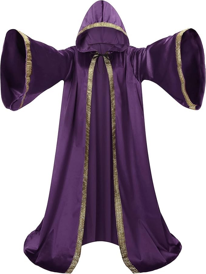 LMYOVE Mens Wizard Robe Costume Renaissance Faire Costume Men Full Length Vel…