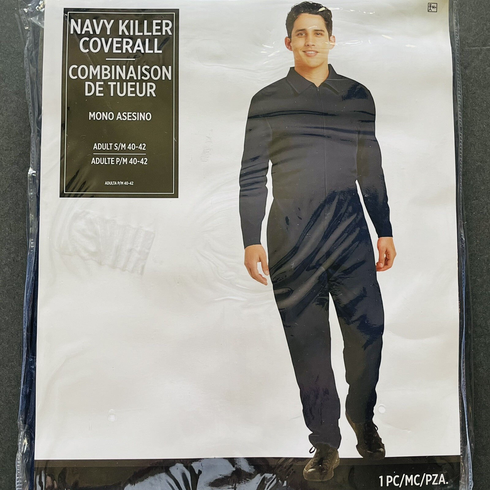 Navy Blue Killer Coverall Halloween Costume Jumpsuit Mens Adult Size S/M 40-42
