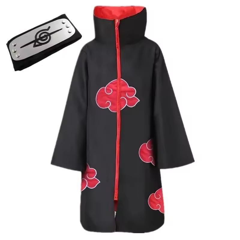 Akatsuki Uchiha Itachi Cloak for Kids Adult Long Black Robe Capes Halloween Carn