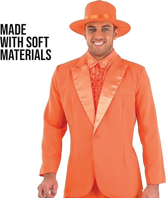 Men`s Lloyd Costume M – XL Adult 90s Dumb & Dumber Orange Suit Halloween Prom