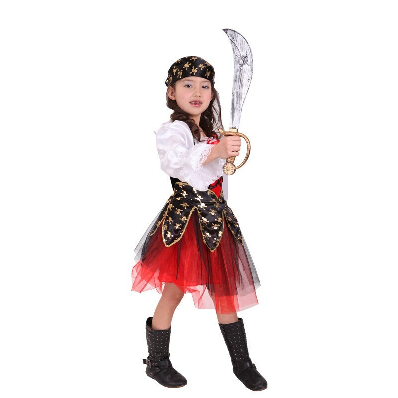 Lil’ Pirate’s Treasure Child Pirate Costumes Girls Kids Halloween Fancy Dress