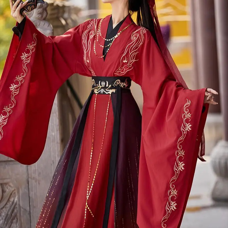 Chinese WeiJin Hanfu Crossed Collar Robe Daily Costume Elegant Women Cosplay