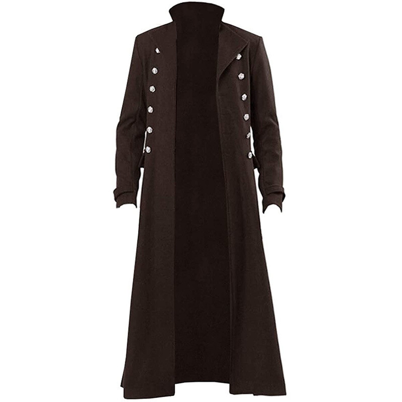 Steampunk Mens Gothic Medieval Cosplay Halloween Costume Gown Coat Long Jacket