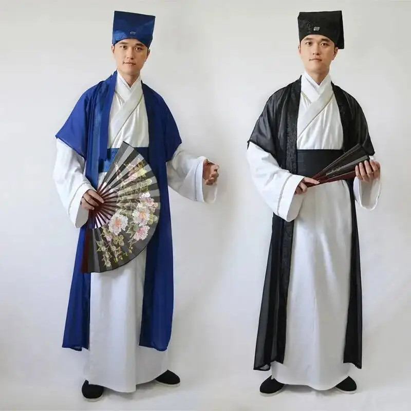 Chinese Scholar Costume Hanfu National Tang Costume Men Robe Costume Dance Dress