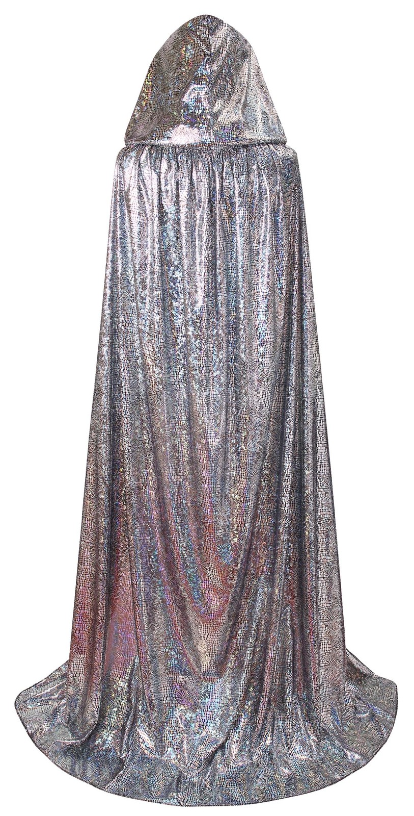 Unisex Full Length Hooded Cape Halloween Christmas Adult Cloak (Large, Silver)