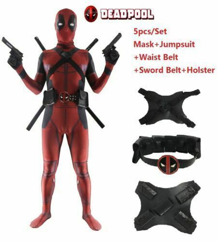 Deadpool Cosplay Costume Jumpsuit Mens Kids Bodysuit Halloween Zentai Suit Gifts