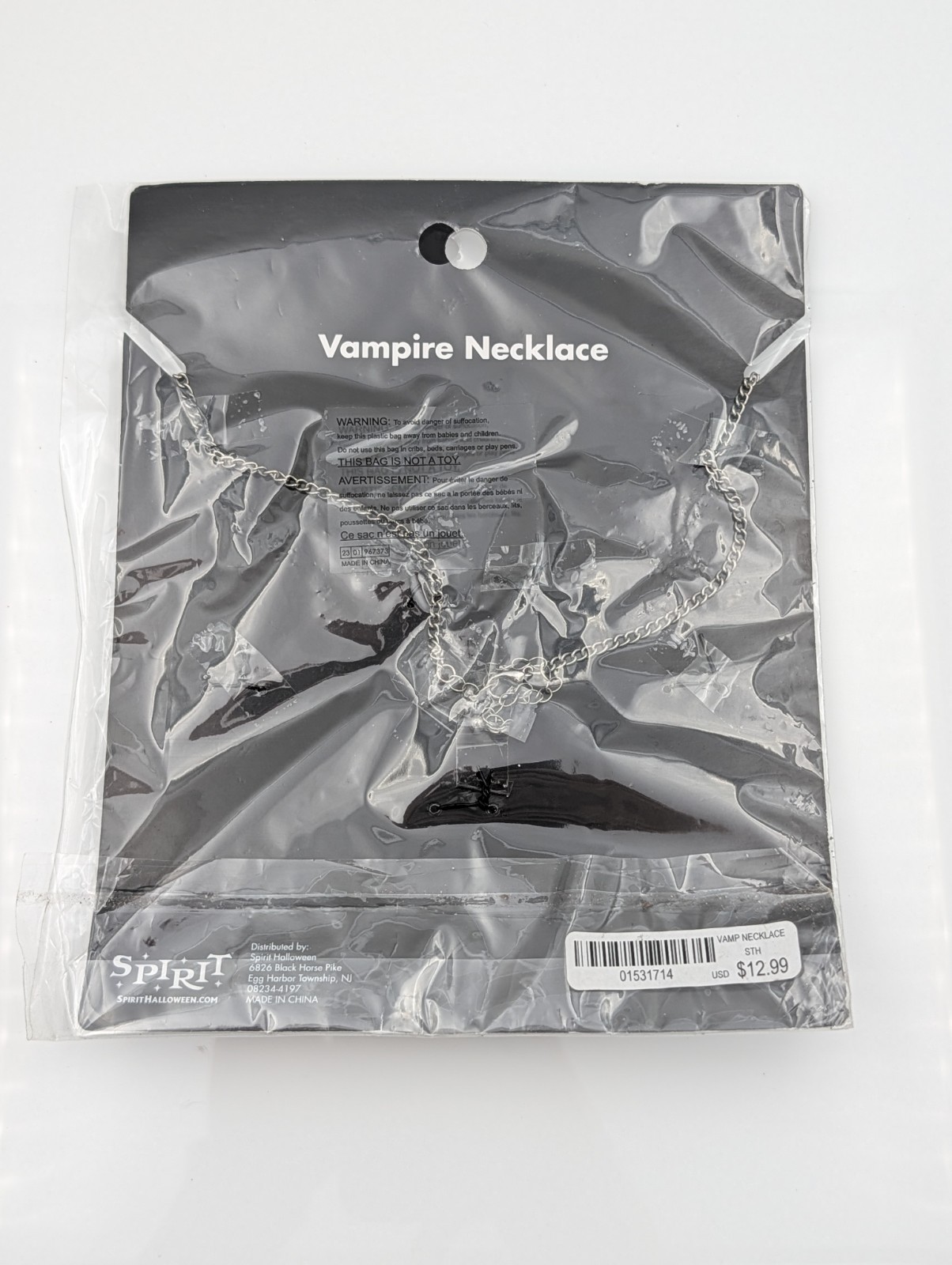 Spirit Halloween Vampire Necklace | Ornate Filigree & Black Stones | Gothic