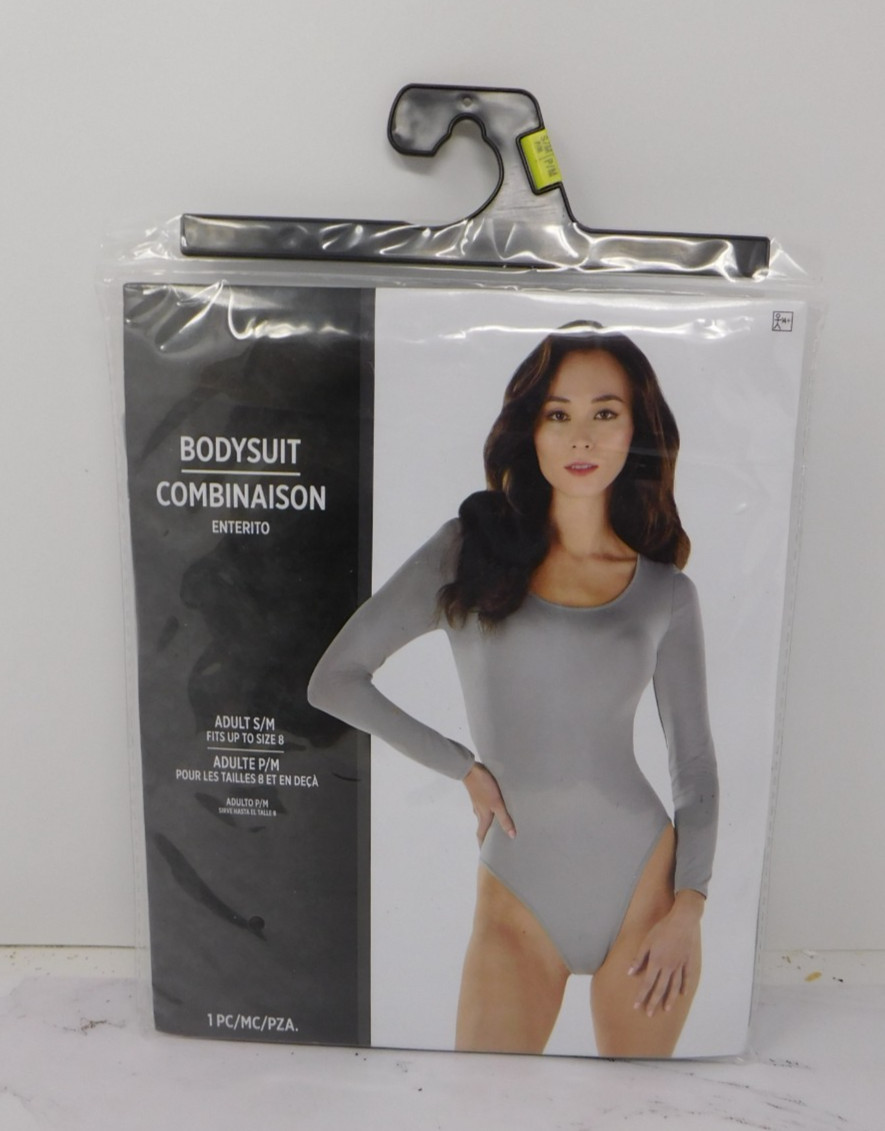 Grey Bodysuit Dance Gray Suit Halloween Adult S/M