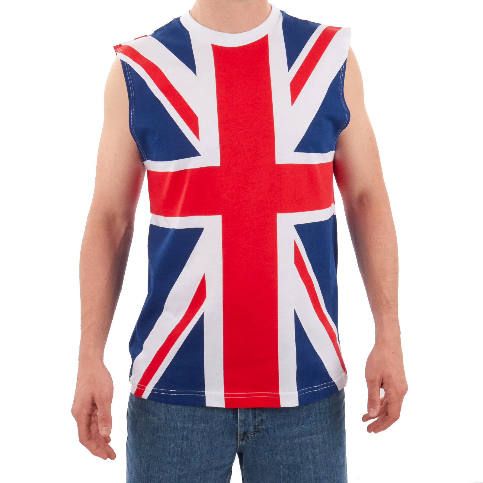 Adult 80’s Union Jack DEF LEPPARD UK Flag Sleeveless Heavy Metal Shirt Tank Top