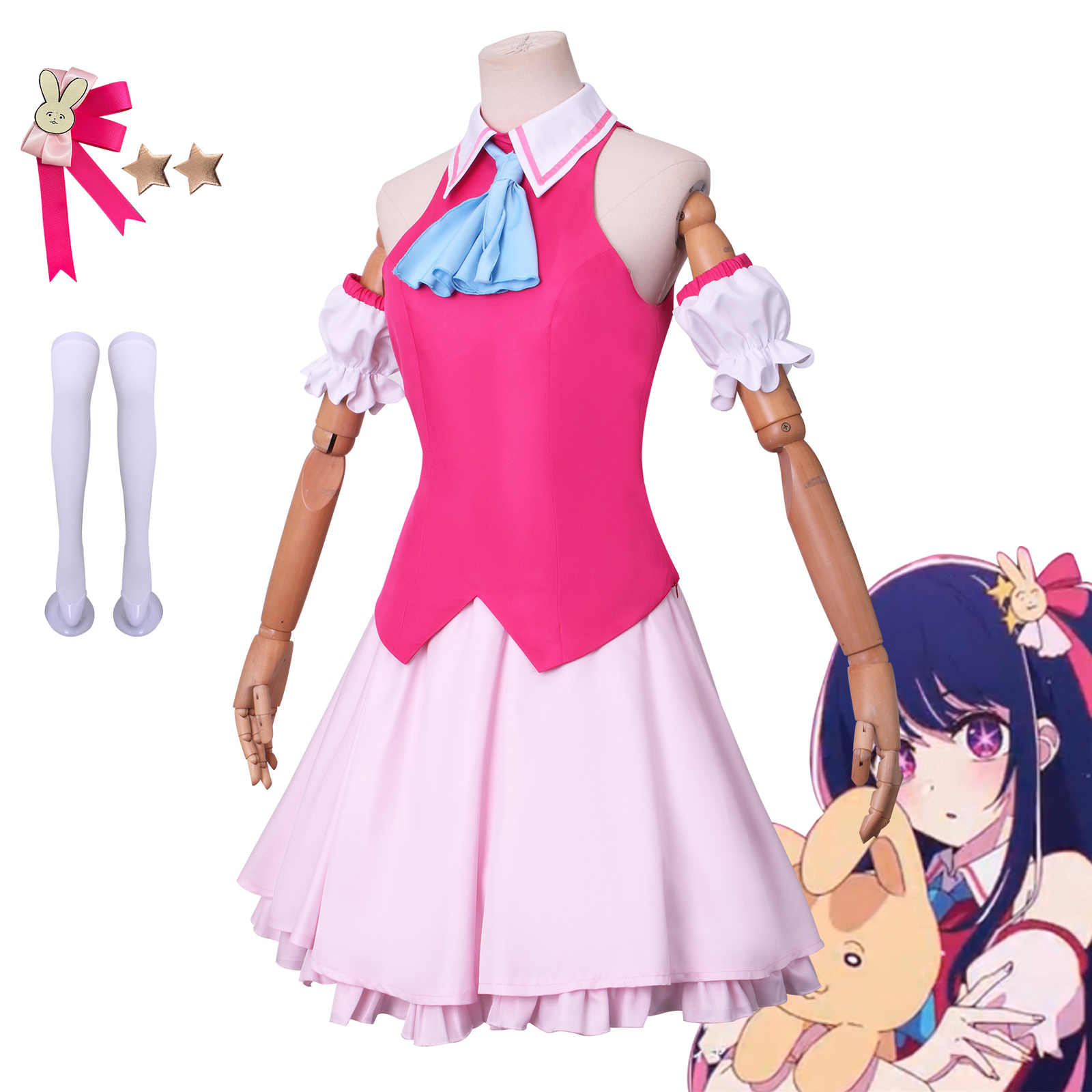 Cosplay Oshi no Ko Ai Hoshino Wigs Dress Halloween Carnival Suits Costume Pink