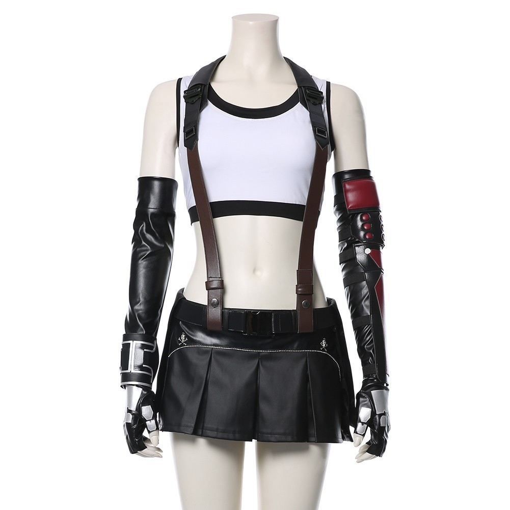Fantasy VII Remakes Tifa Lockhart Black unifoem fullset Cosplay Costume Tifa Wig