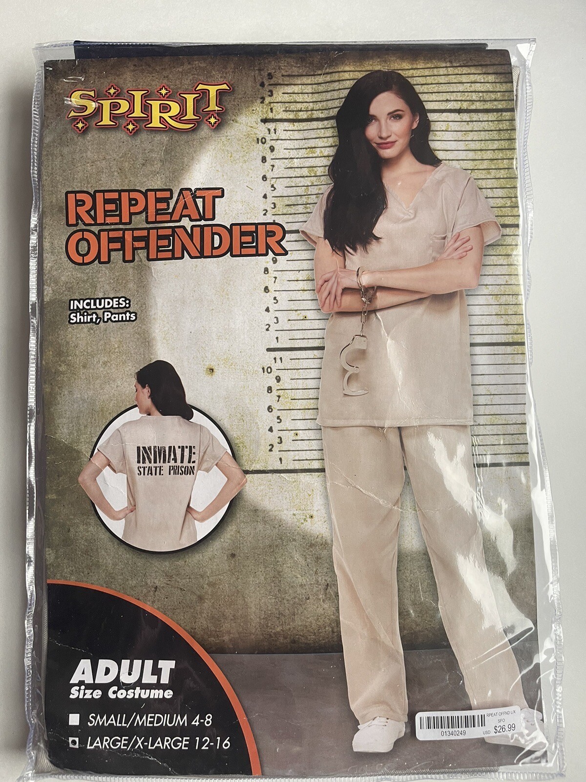 Spirit Repeat Offender Costume For Women Adult Size L/XL 12-16 NEW