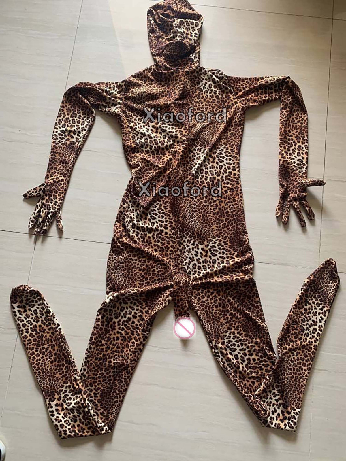 Men’s Leopard Print Full body Spandex Zentai Costume with Men’s Sheath Bodysuit