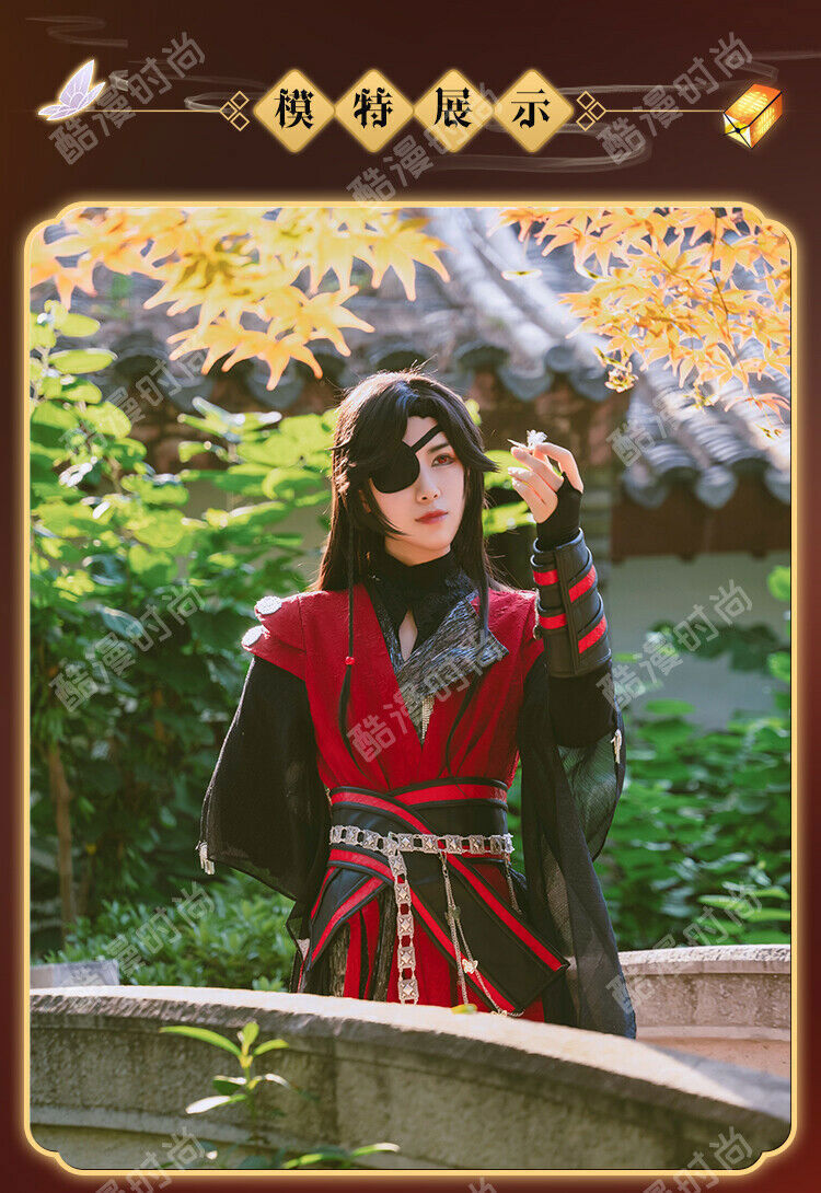 Red Hanfu TGCF Tian Guan Ci Fu Hua Cheng Cosplay Costume Fancy Dress Outfit Wig