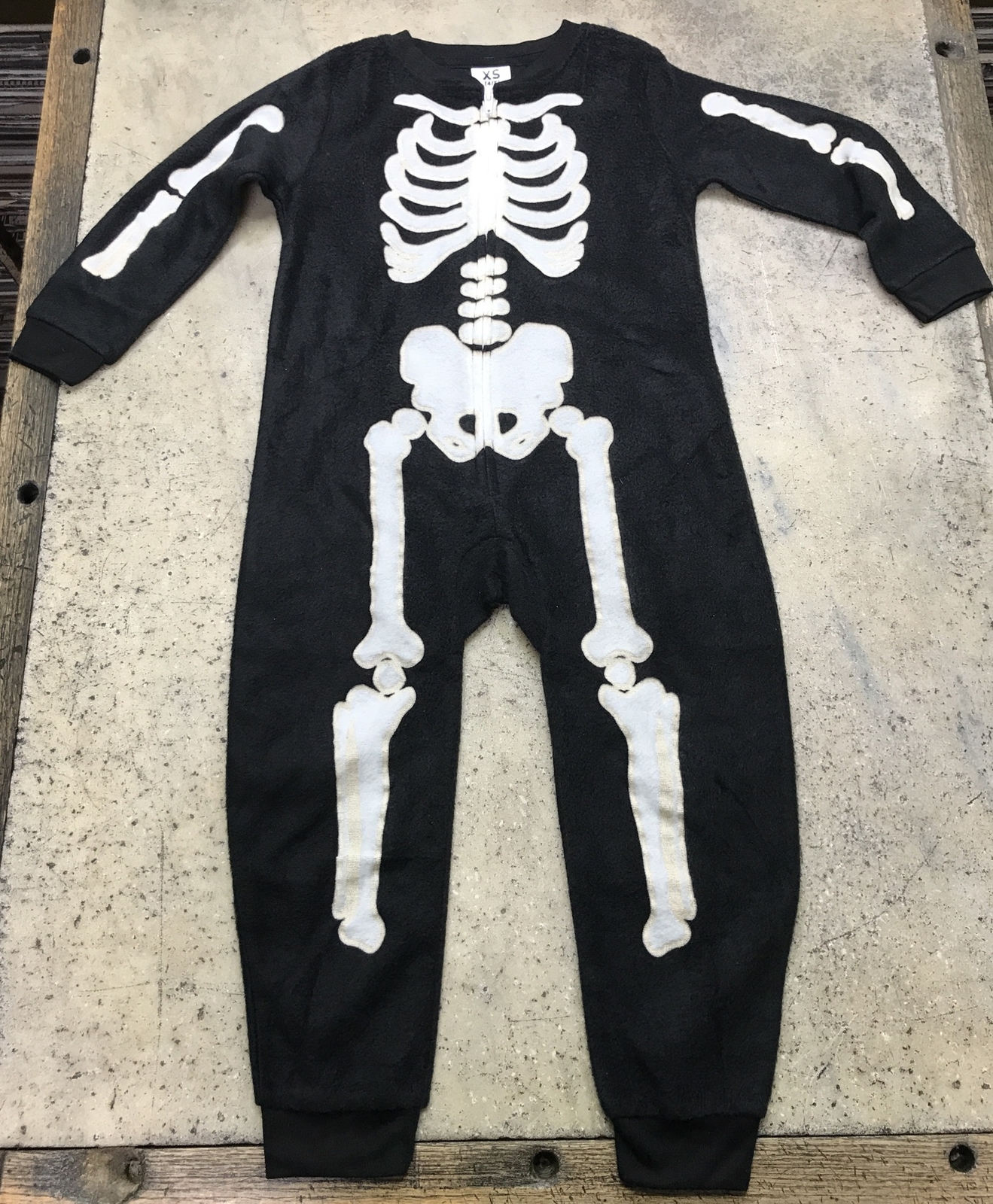 One Piece Bodysuit Zip Up Skeleton Halloween Costume – Size XS 4-5 – Fast Ship!