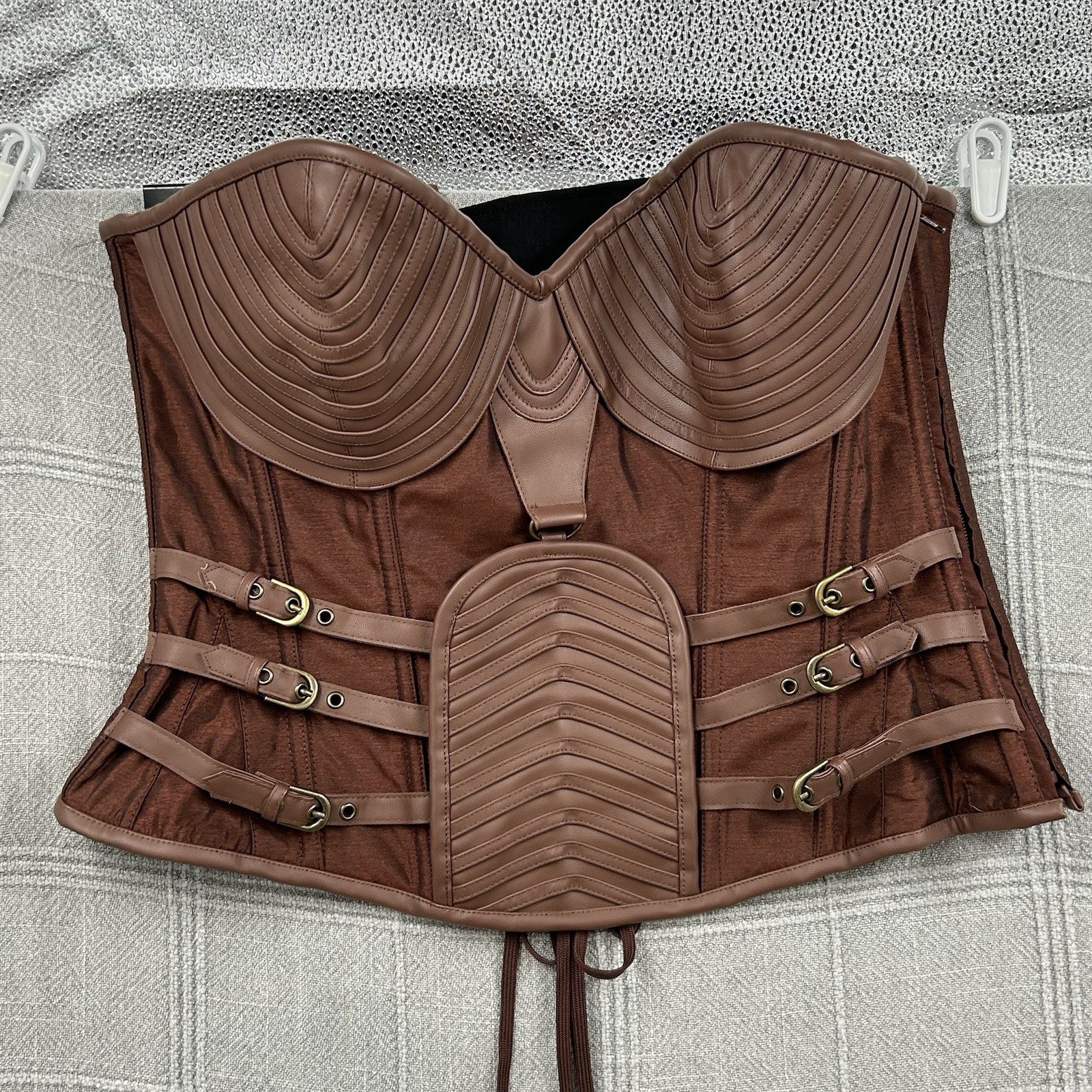 Charmian Steampunk Corset Top XXL Faux Leather Ren Faire Cosplay Bustier