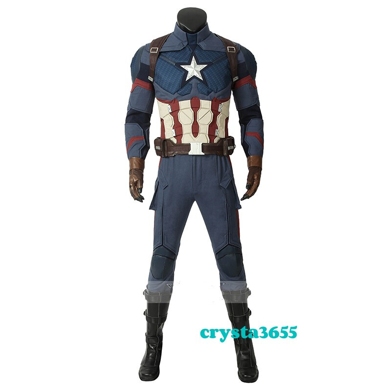 Captain America 3 Men Cosplay Custome Set Jumpsuits Mask Shoes Glove Belt Lot