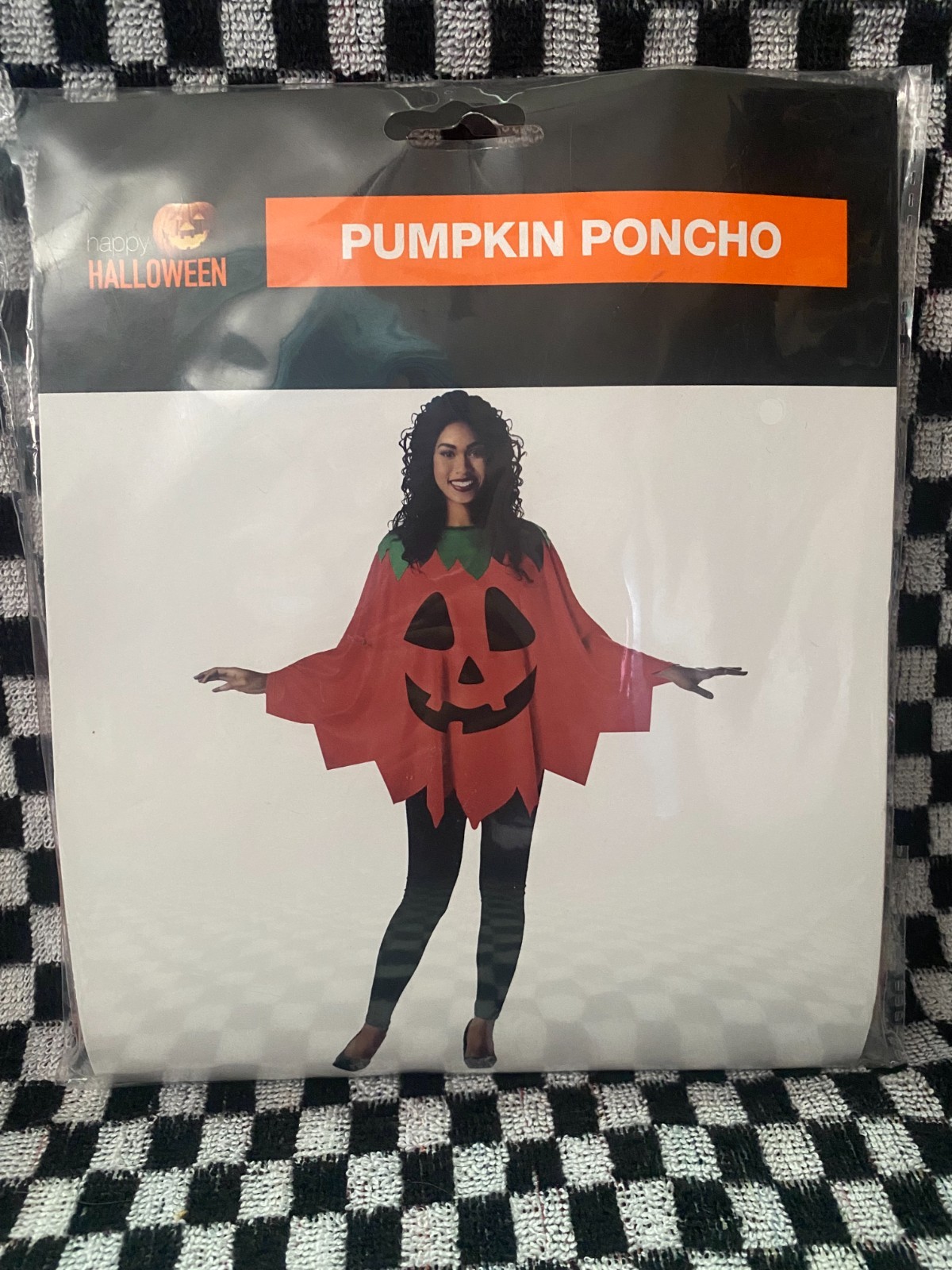 Halloween Womens Pumpkin Poncho Happy Halloween ONE SIZE FITS ALL