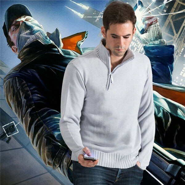 Game Watch Dogs Aiden Pearce Warm Game Gray Sweater innerwear Cosplay Costume