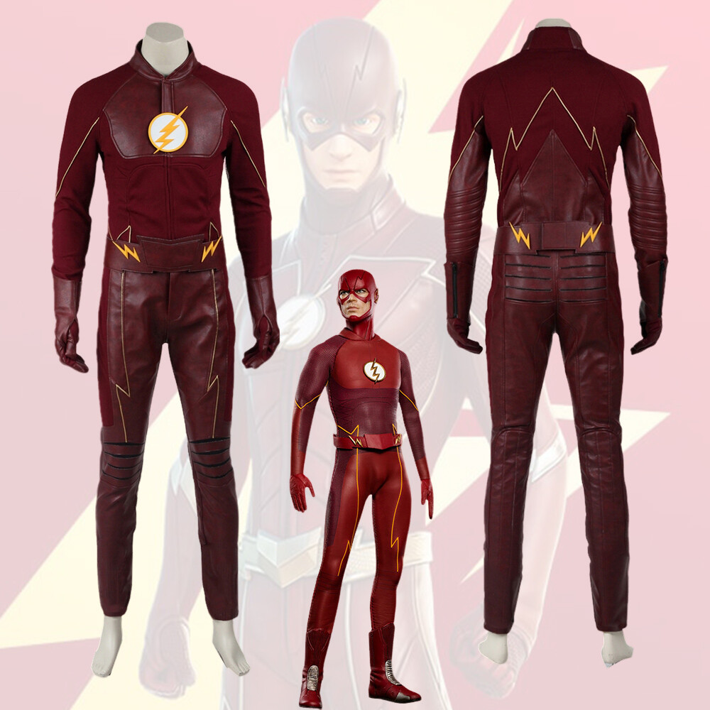 The Flash Season 2 Barry Allen Cosplay Costume Suit with Mask Men Outfit