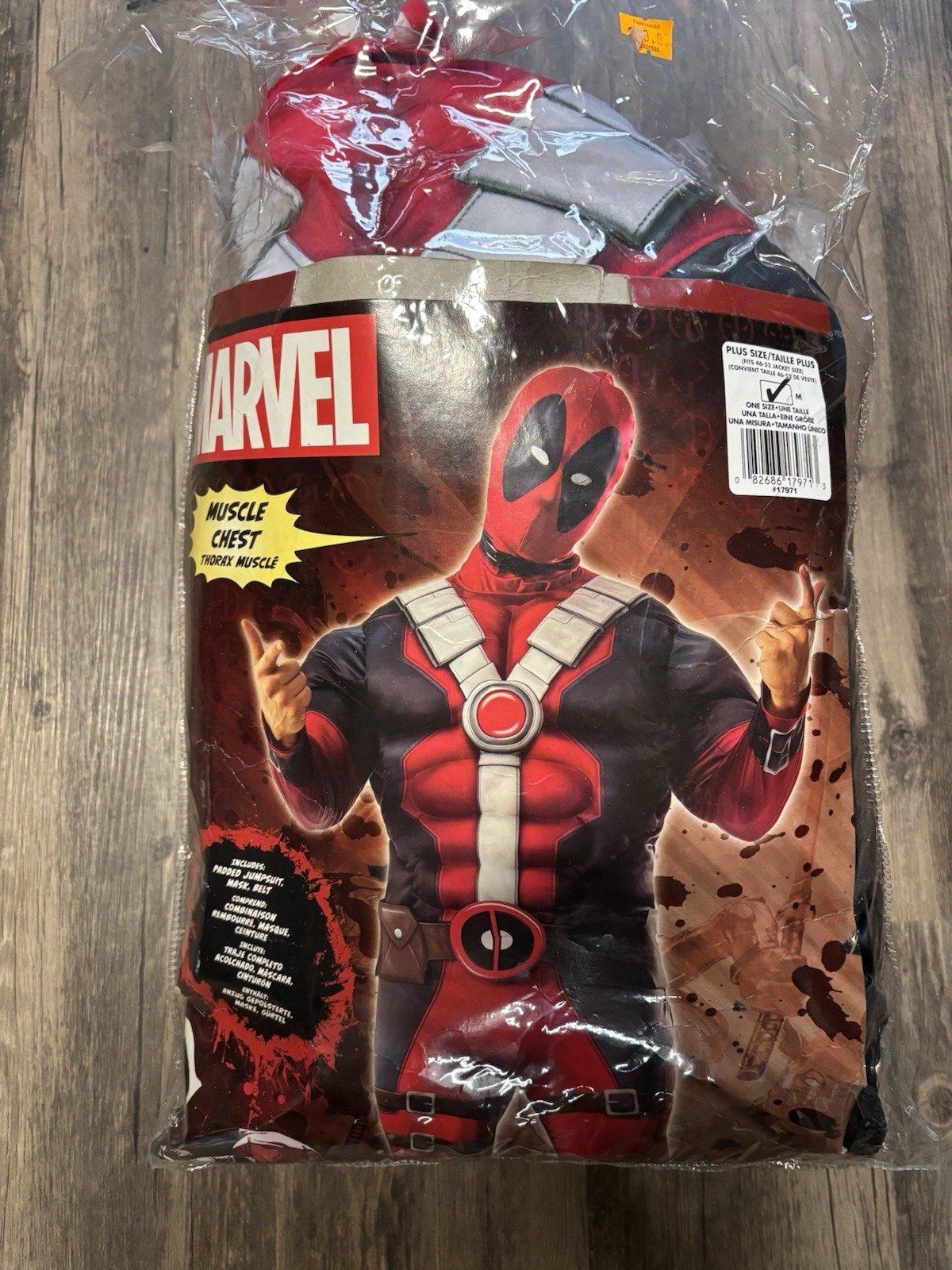 Marvel Deadpool Adult Costume, Padded Muscle Chest, Adult M, New!