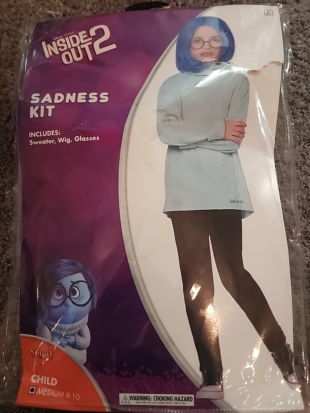 Disney Inside Out 2 Sadness Halloween Costume Kit, Child Medium(8-10)
