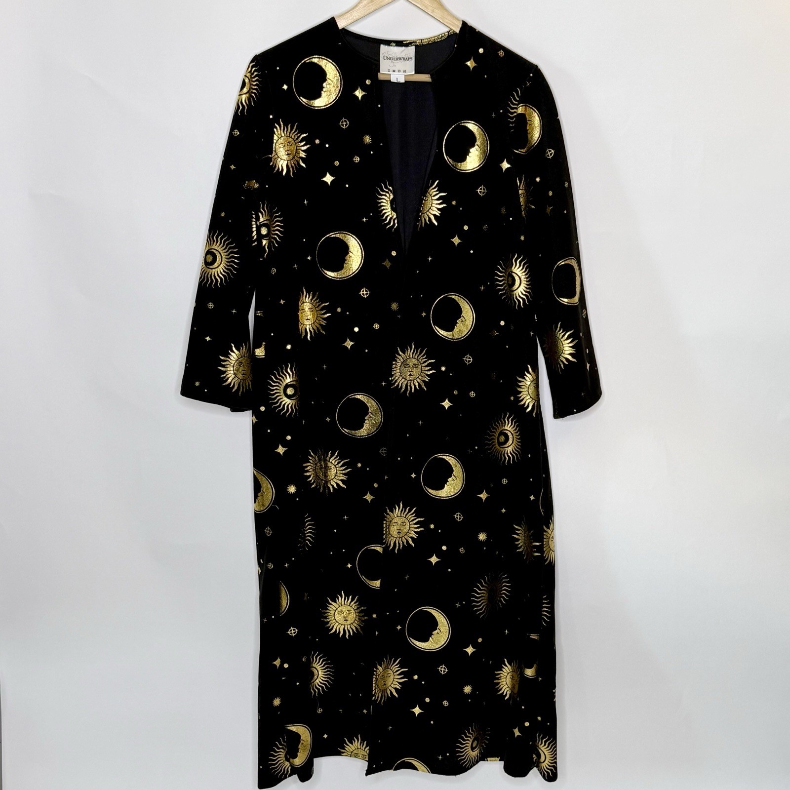 UNDERWRAPS Mystical Cloak Celestial Sun Moon Gold Metallic Black Velvet Kid’s L