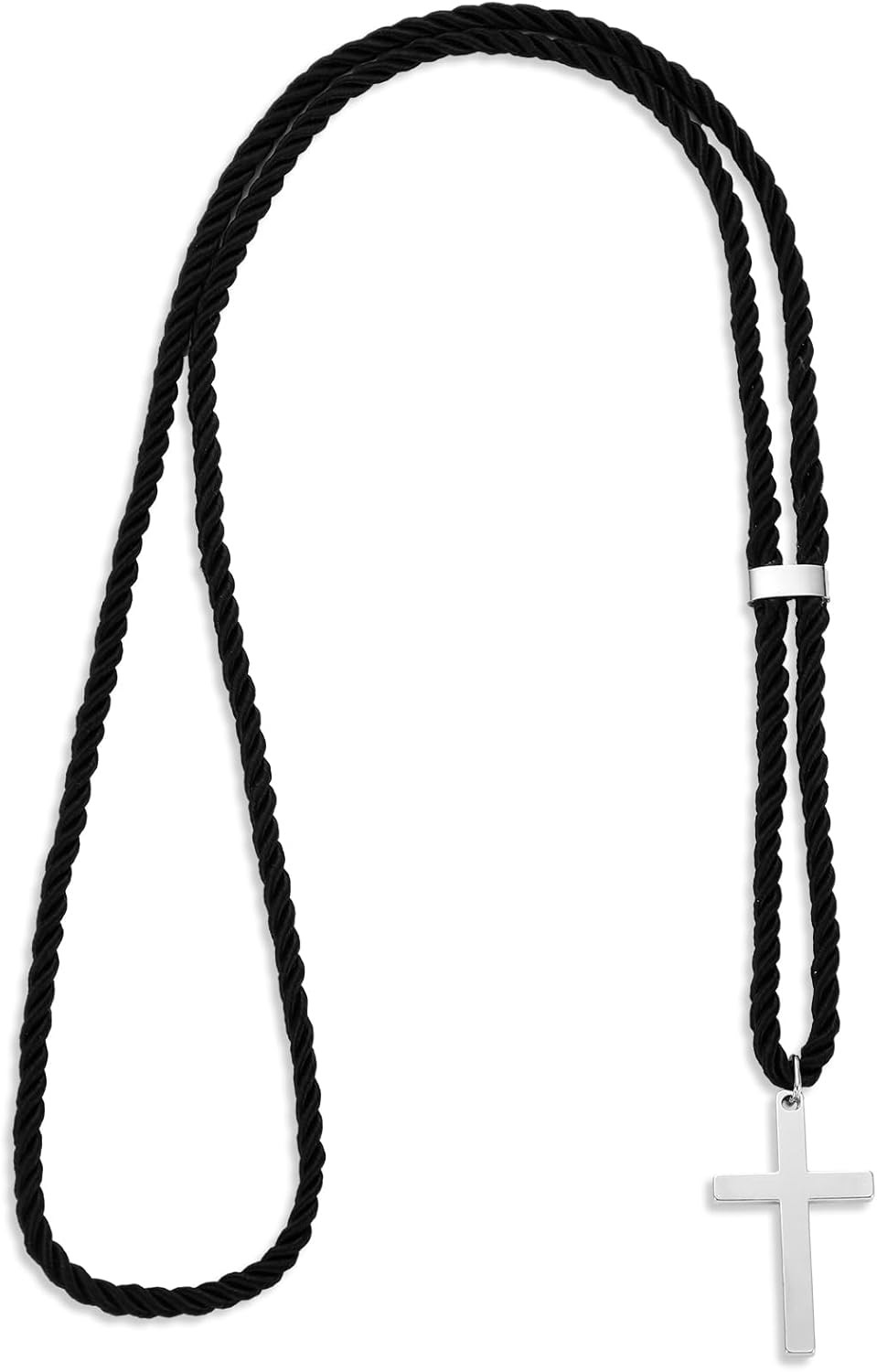 Black Cord Cross Necklace for Minister Silver Clergy Robes Cross Priest Collar N