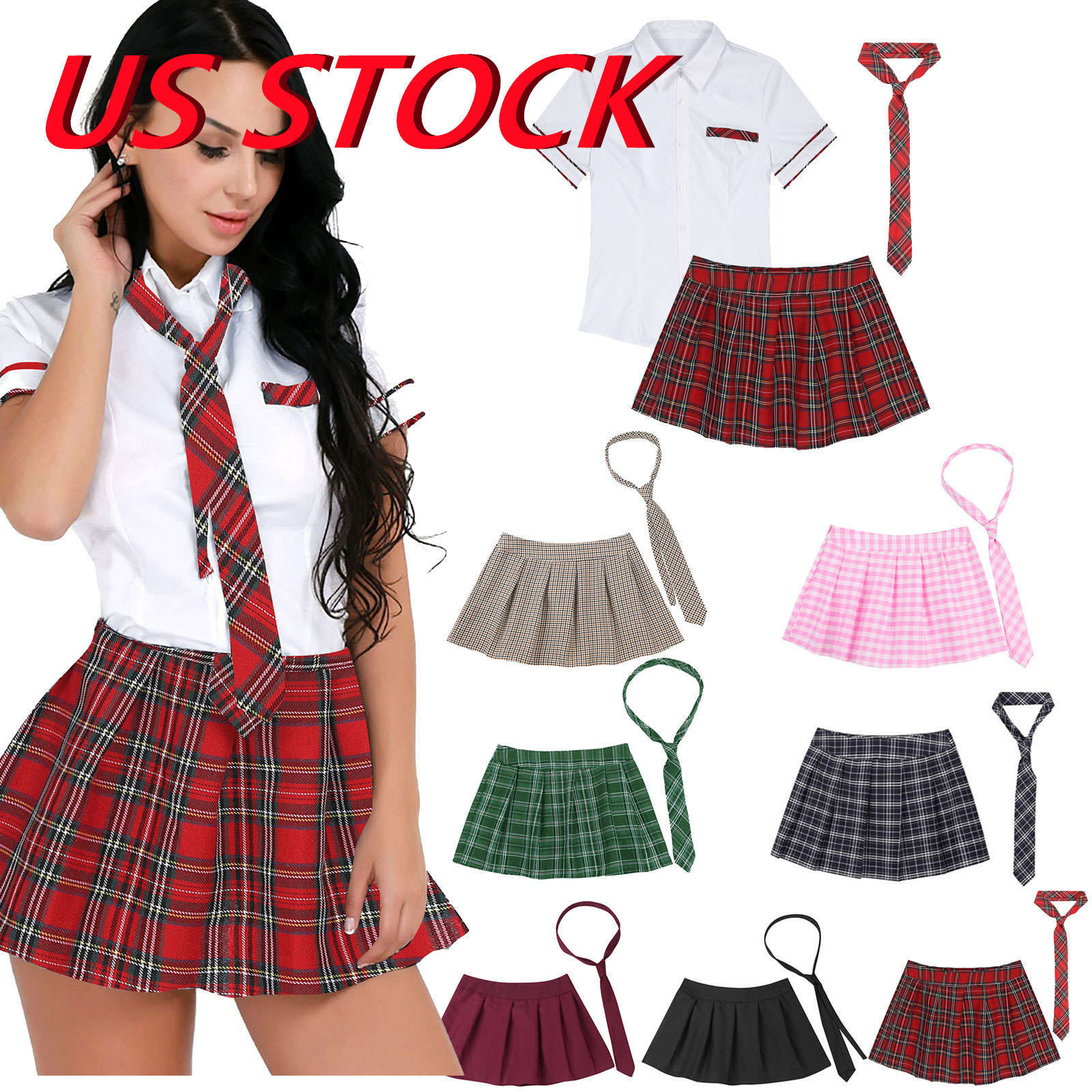 US Fancy Sexy Women’s School Girl Dress Lingerie Uniform Cosplay Outfit Costume
