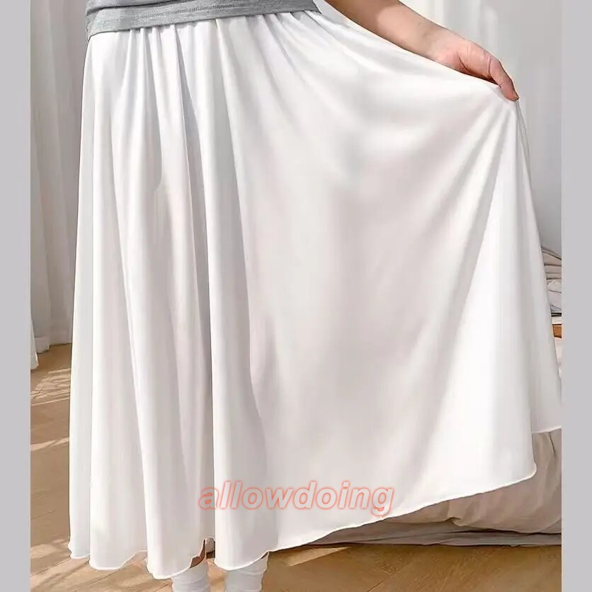 Chinese Innerwear Skirt Women Hanfu Lining Cotton A-Line Underskirt White Black