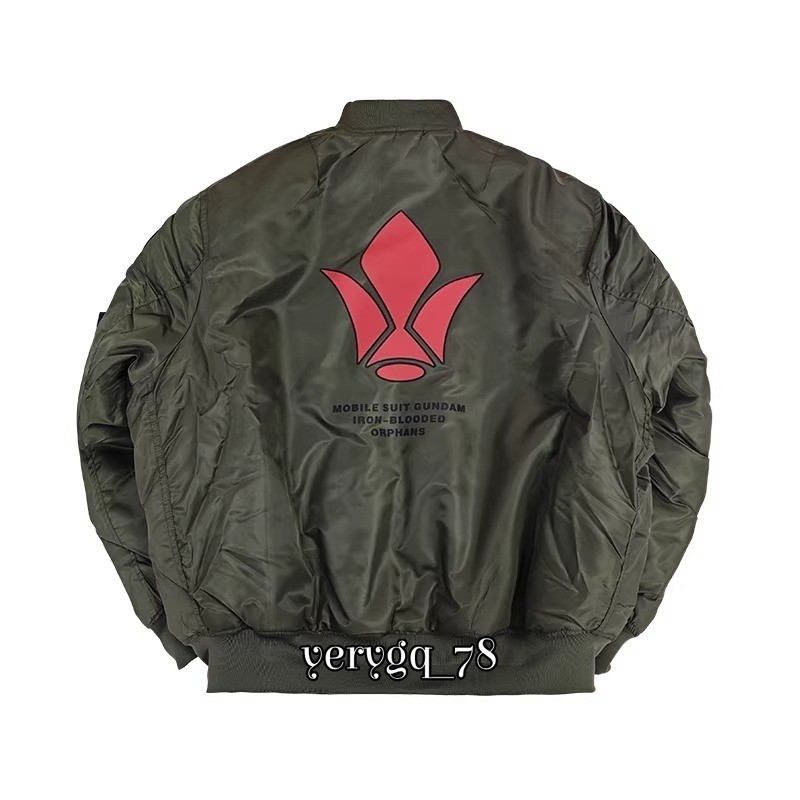 Gundam Mikazuki Augus Flight Jacket Coat Casual Embroidered Zip Costume Tops NEW