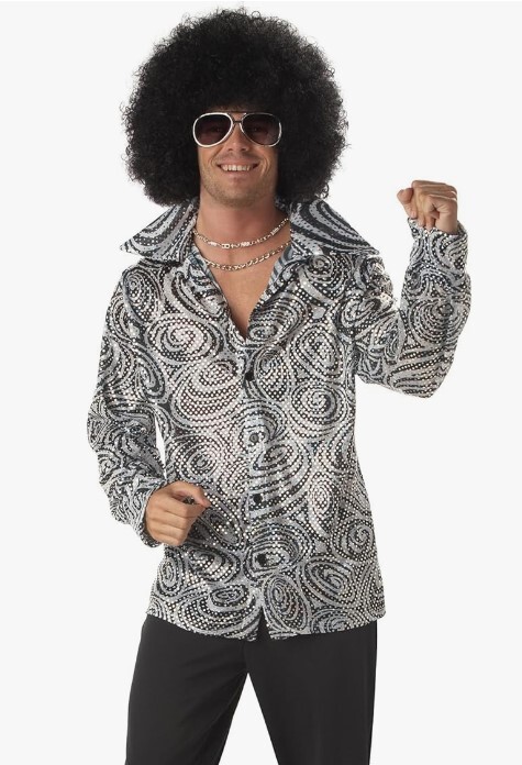Groovy Disco Shirt & Afro Wig – 1970’s – Costume – Men – 2 Sizes