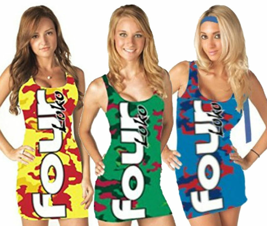 Choose Juniors Alcoholic Energy Drink Four Loko Cosplay Costume Tank Dress