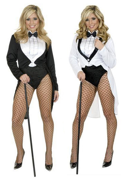 WOMENS LADIES SEXY TUXEDO TAILCOAT CABARET CHAPLIN COSTUME CIRCUS RINGMASTER