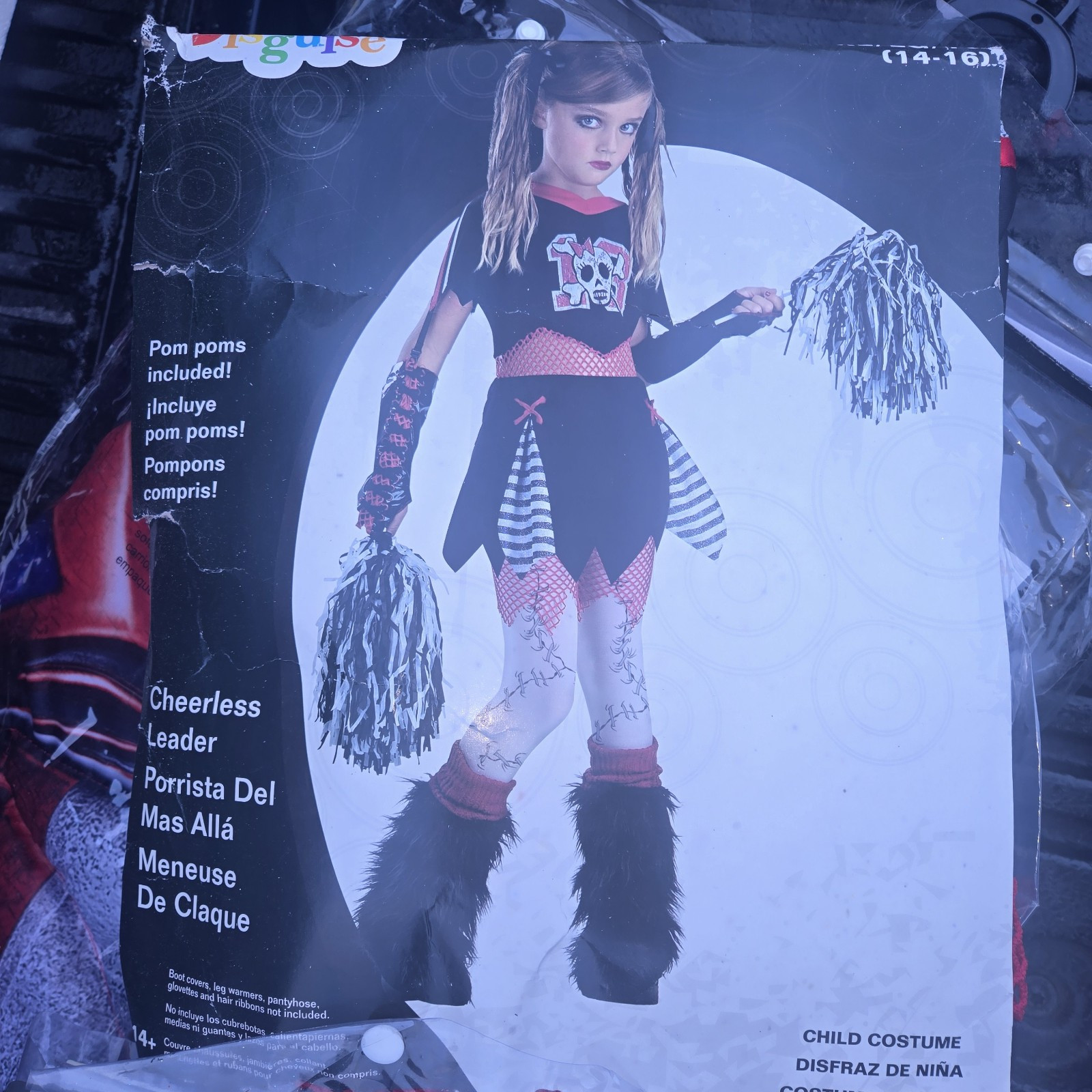 Goth Cheerleader Halloween Costume Child XL 14-16 Disguise Cheerless Leader