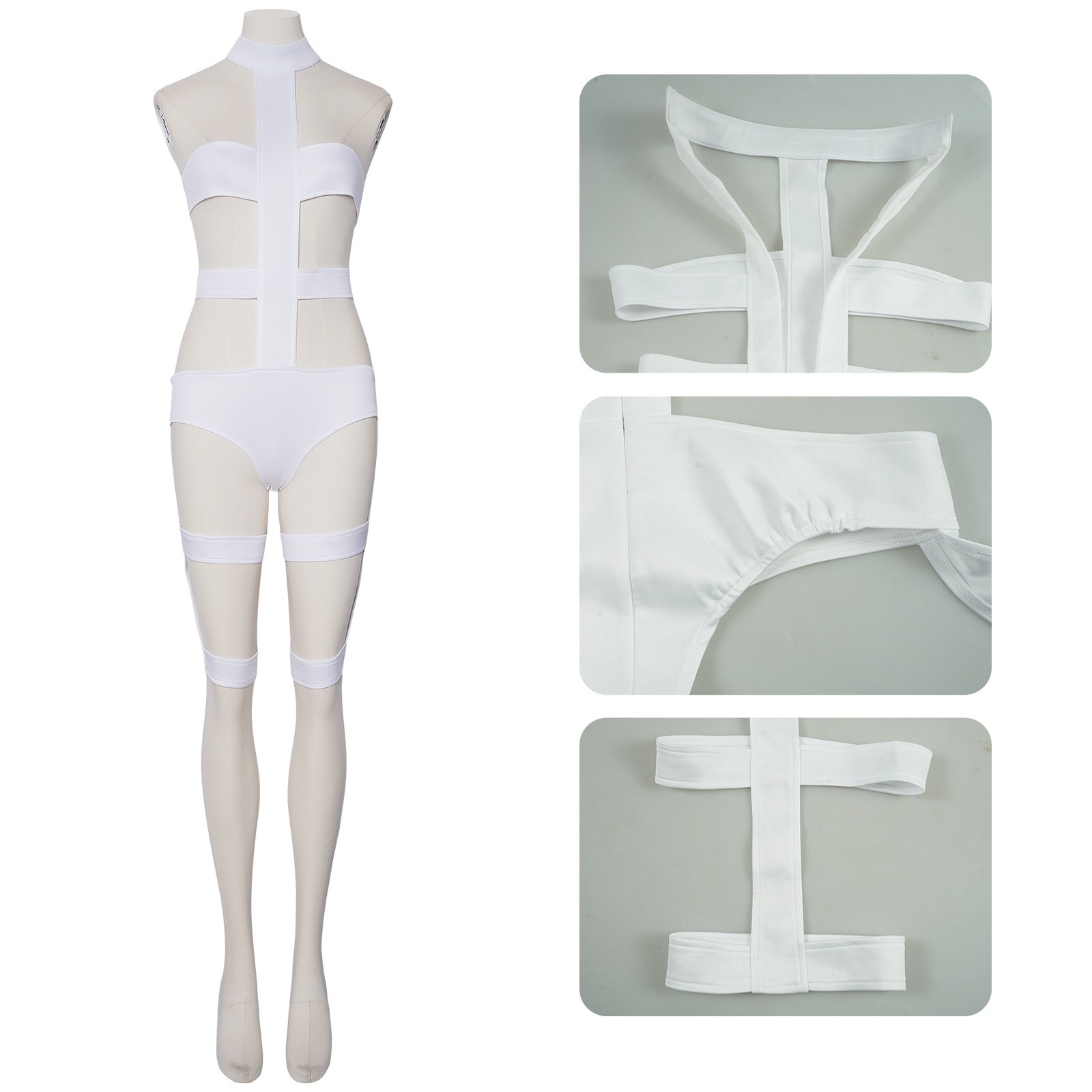 The Fifth Element Leeloo Cosplay White Strapless Stewardess Blue Dress Costume