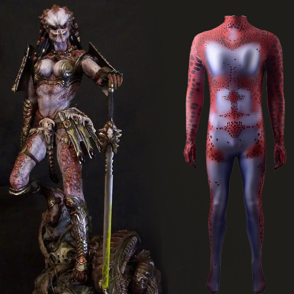 Female Predator Jumpsuit Superhero Bodysuit Cosplay Costume Adult Kids Halloween