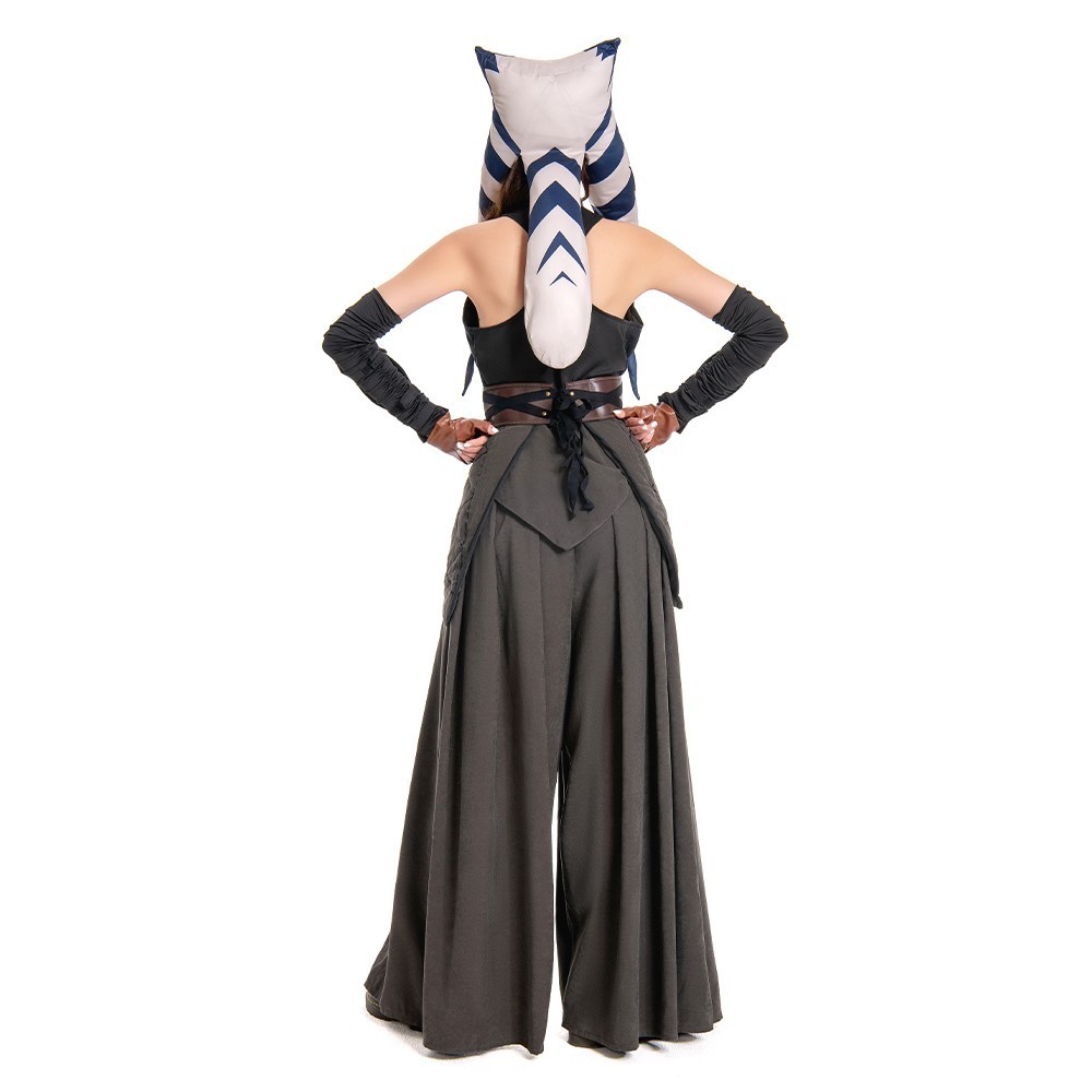 Ahsoka Tano The Mandalorian Jedi Cosplay Pants+Top Halloween Suits+Headgear Hats