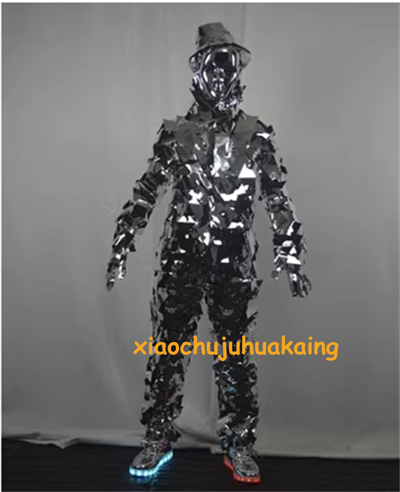 Mirror Clothing Suit Silver Paper Stage Performance Props Cosplay Costume