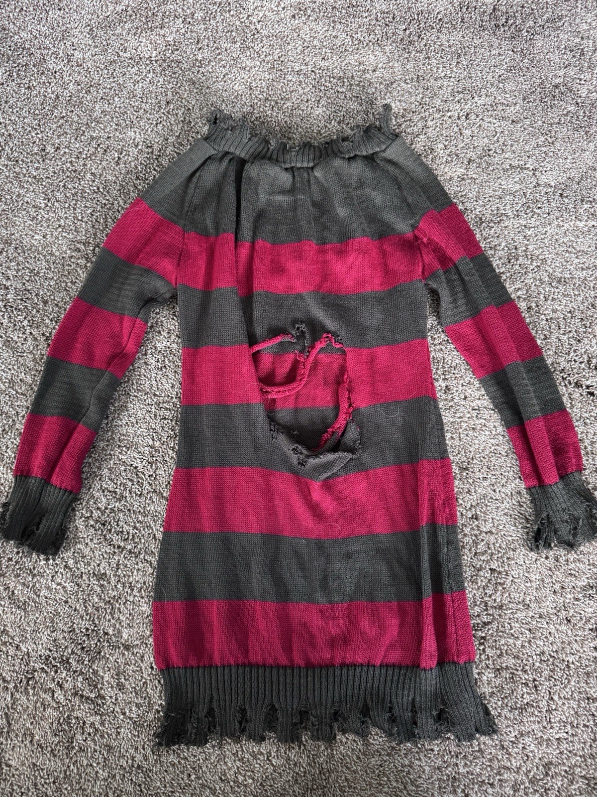 Mrs. Krueger Halloween Costume Freddy Krueger Distressed Green Red Sweater Dress