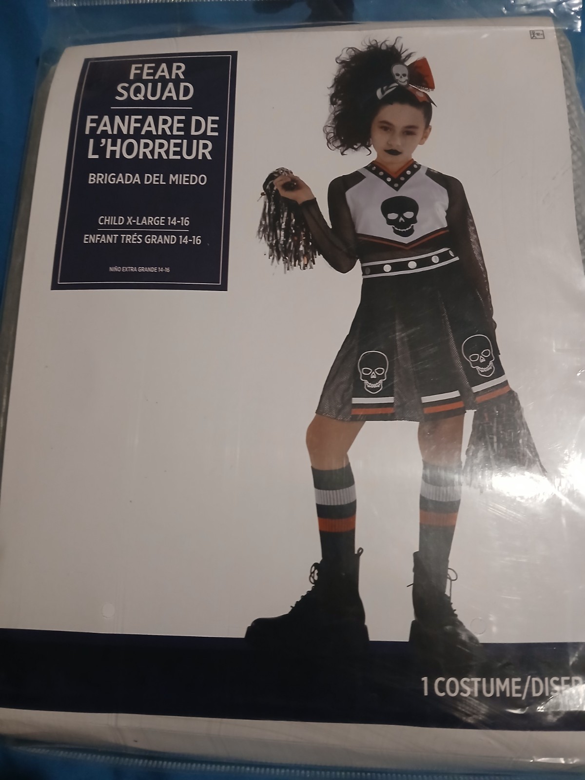 Zombie Fear Squad Goth Cheerleader Youth Girls XLarge 14/16 Halloween Costume