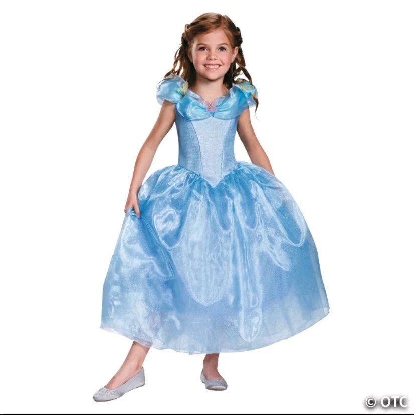 Girls Deluxe Cinderella Movie Dress Costume Princess Halloween Small (4-6) Dress