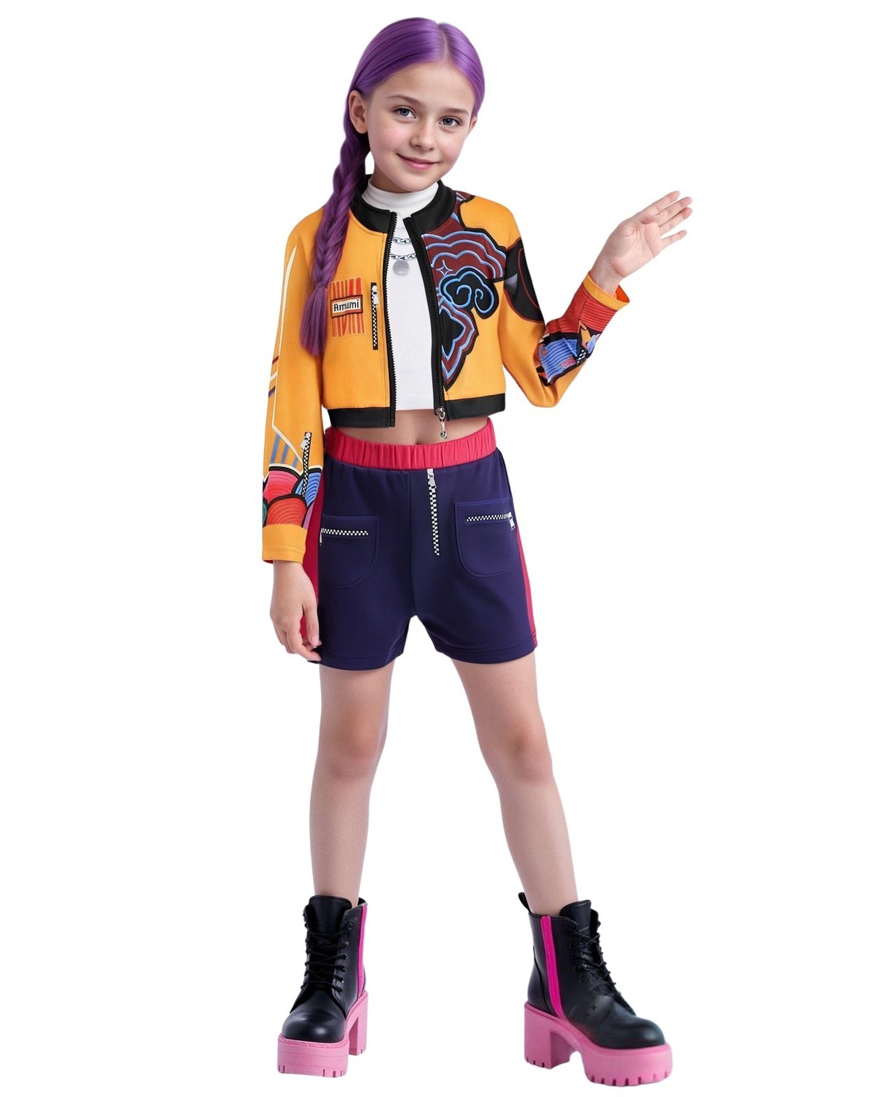 Kids Girls K-Pop: Demon Hunters Rumi Mira Zoey Cosplay Costume Dress Outfits