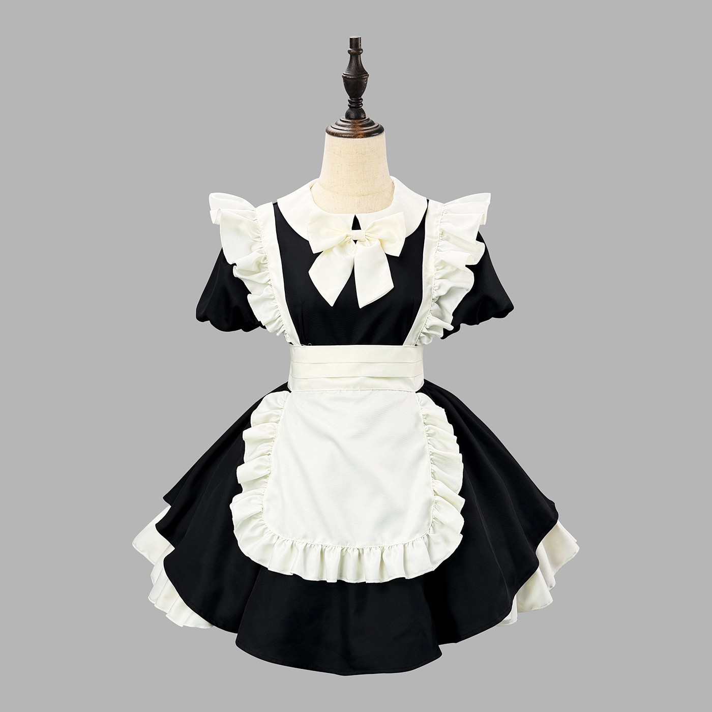 Retro Classical Lolita Maid Dress Puff Sleeve Mori Girl Cosplay Costume Set