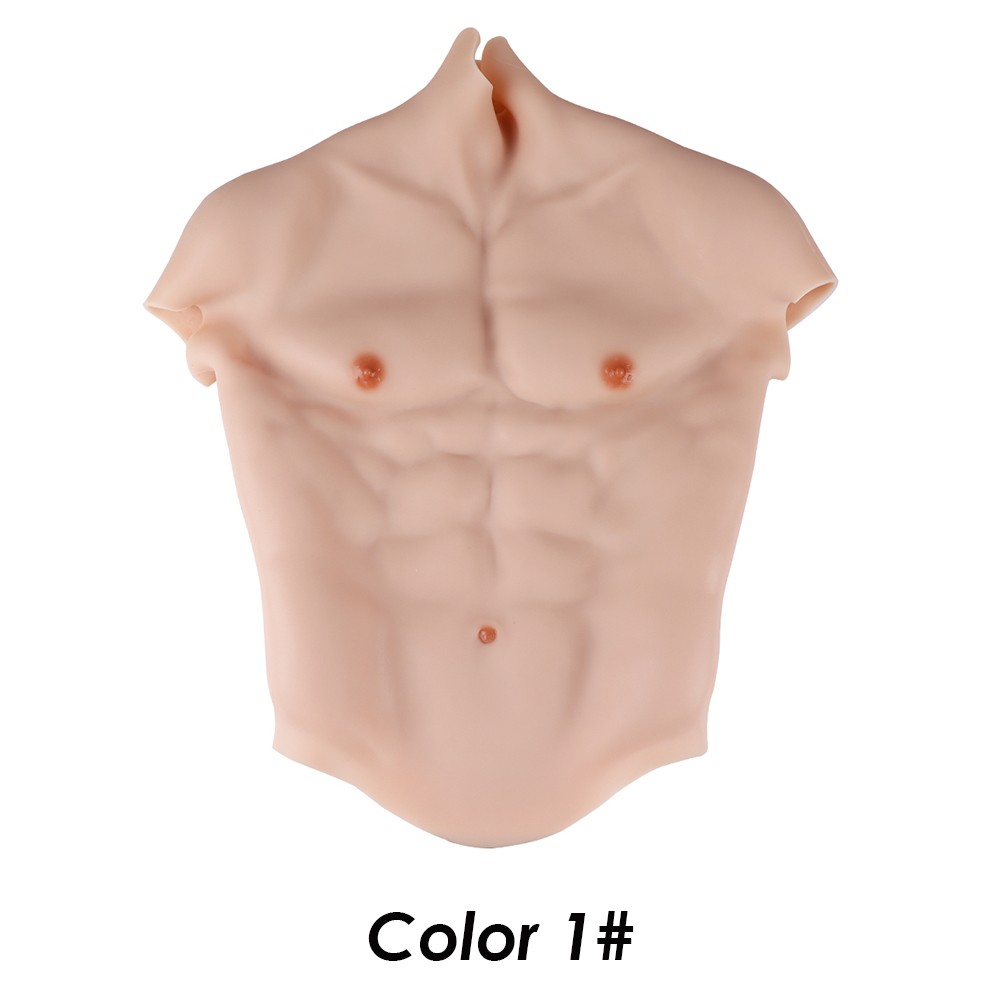 US Male Muscle Chest Plate Silicone Bodysuit for FTM Cosplay Crossdresser