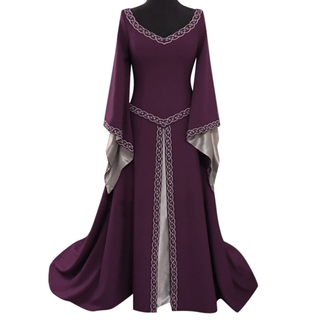 Womens Irish Long Dress Cosplay Retro Gown Medieval Dress Renaissance Costumes