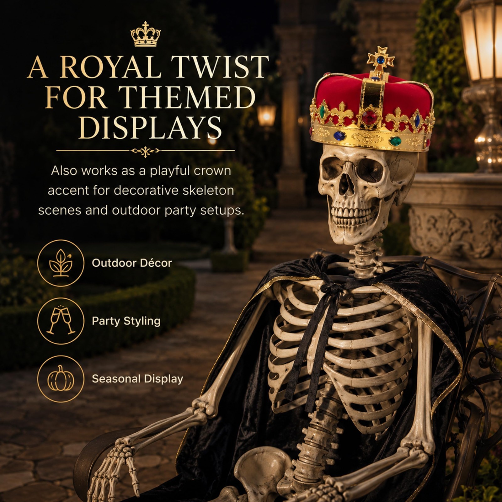 Gold King Crowns for Men & Women – Medieval Plastic Headpiece for Halloween, Cos