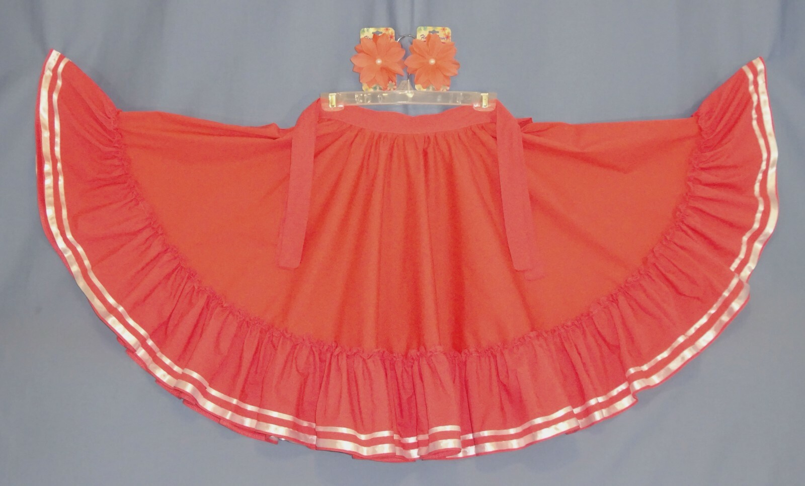 Mexican-Square Dance skirt-Women’s Sm-Med-XL-Hair Flower Clips-Cinco de Mayo LOT