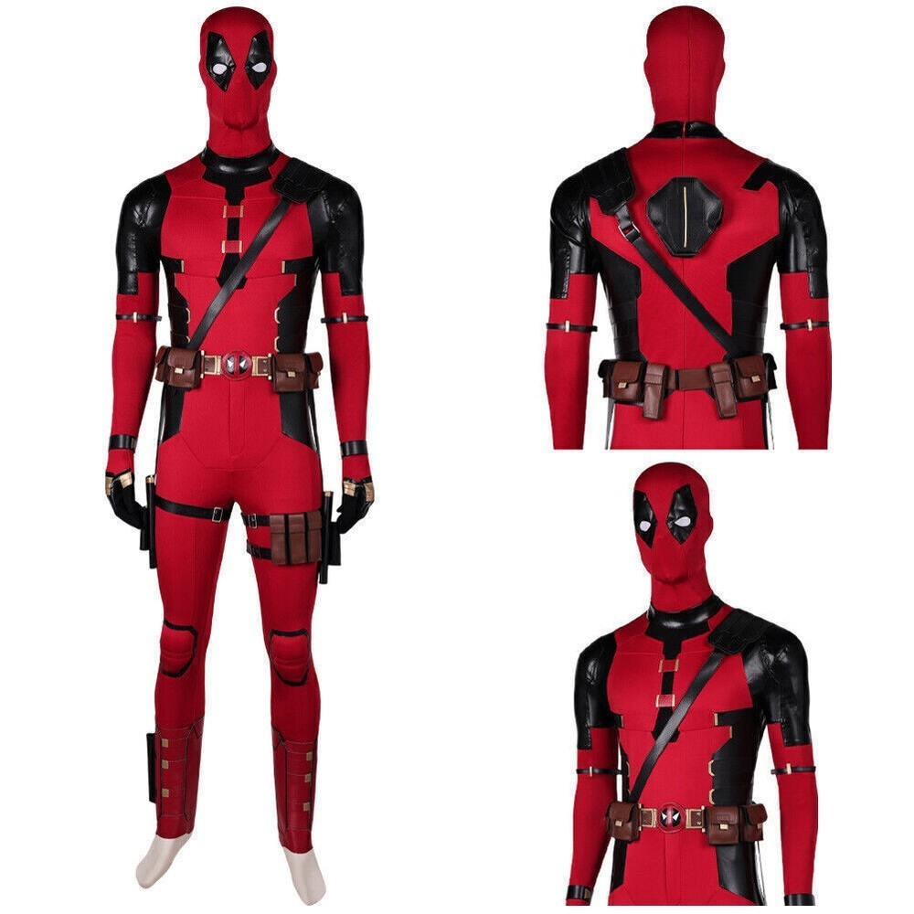 Wade Wilson Jumpsuit Cosplay costume Halloween superheroe Red Bodysuit Mask sets