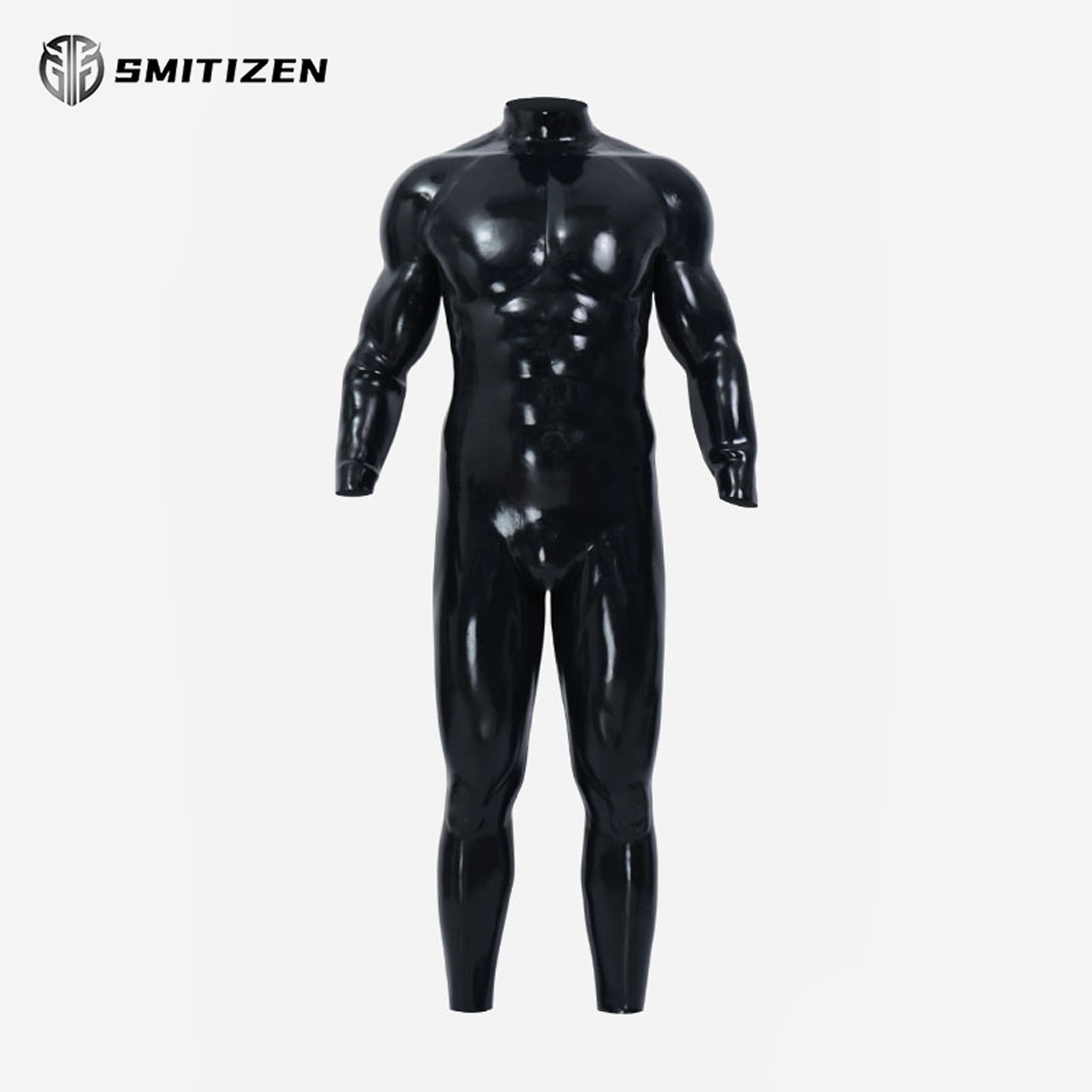 Smitizen Black Glossy Silicone Muscle Bodysuit Costumes for Halloween Cosplay
